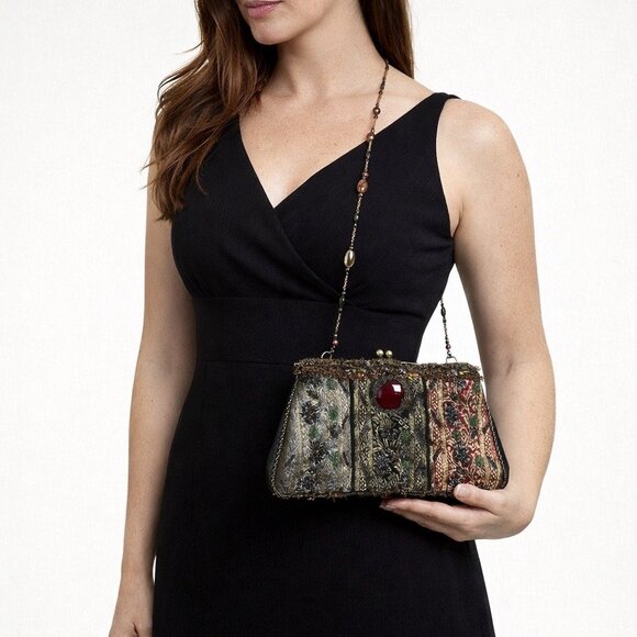 Mary Frances Handbags - Vintage Mary Frances kisslock artsy shoulder bag handbag purse cabochon